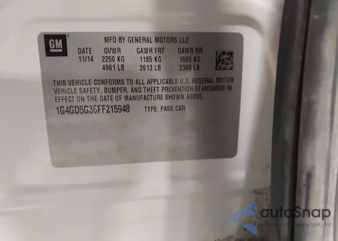 2015 Buick Lacrosse Premium I из США, поврежденный, VIN 1G4GD5G36FF215948